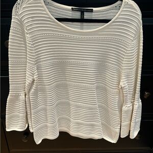 White House Black Market Ivory Striped Blouse